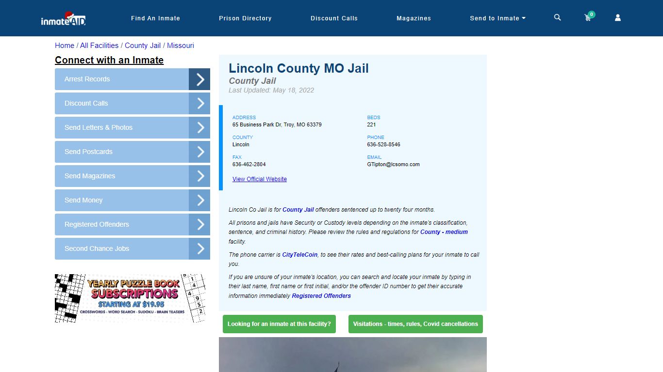 Lincoln County MO Jail - Inmate Locator - Troy, MO